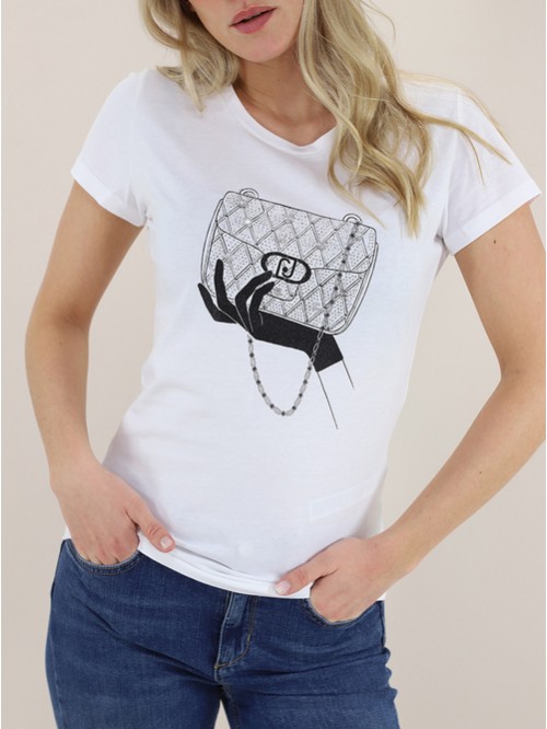 Liu Jo T-shirt Con Stampa Di Strass Mod. WA4034JS923/ Q9976